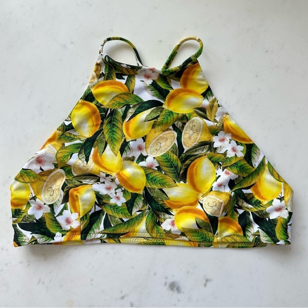 NWOT Show Me Your Mumu Lemon Prints Halter Swim Top